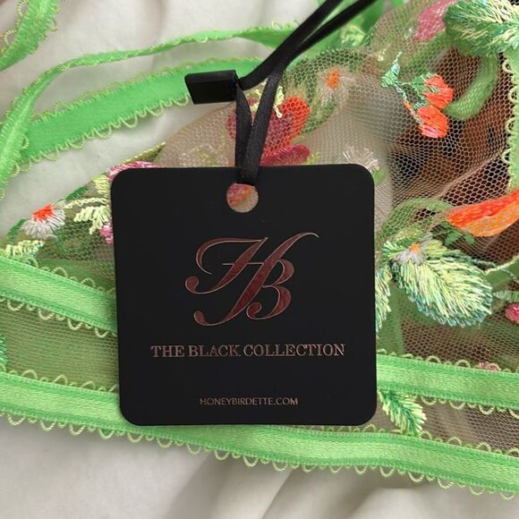NWT Honey Birdette LOTTIE Neon Green & Pink Floral Berry L Bralette - Picture 2 of 3